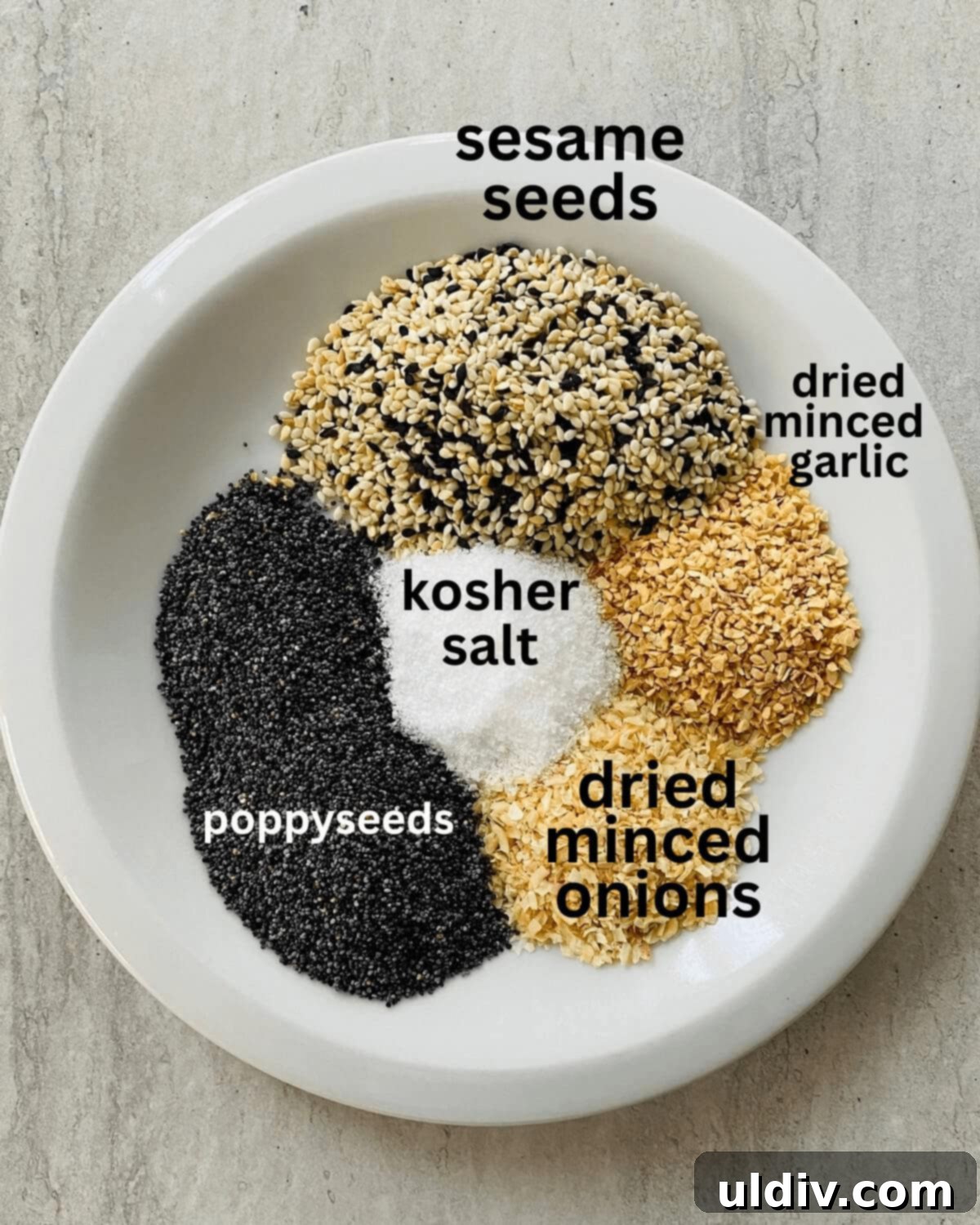 Loaded Everything Chicken Bites with Basil Hummus 3 poppyseeds, sesame seeds, kosher salt, dried onions, dried garlic.