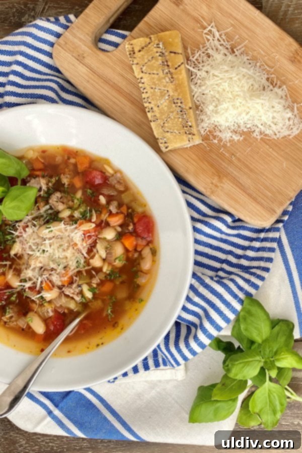 Effortless and Mouthwatering Pasta e Fagioli 4 bowl of pasta soup with Italian sausage and vegetables