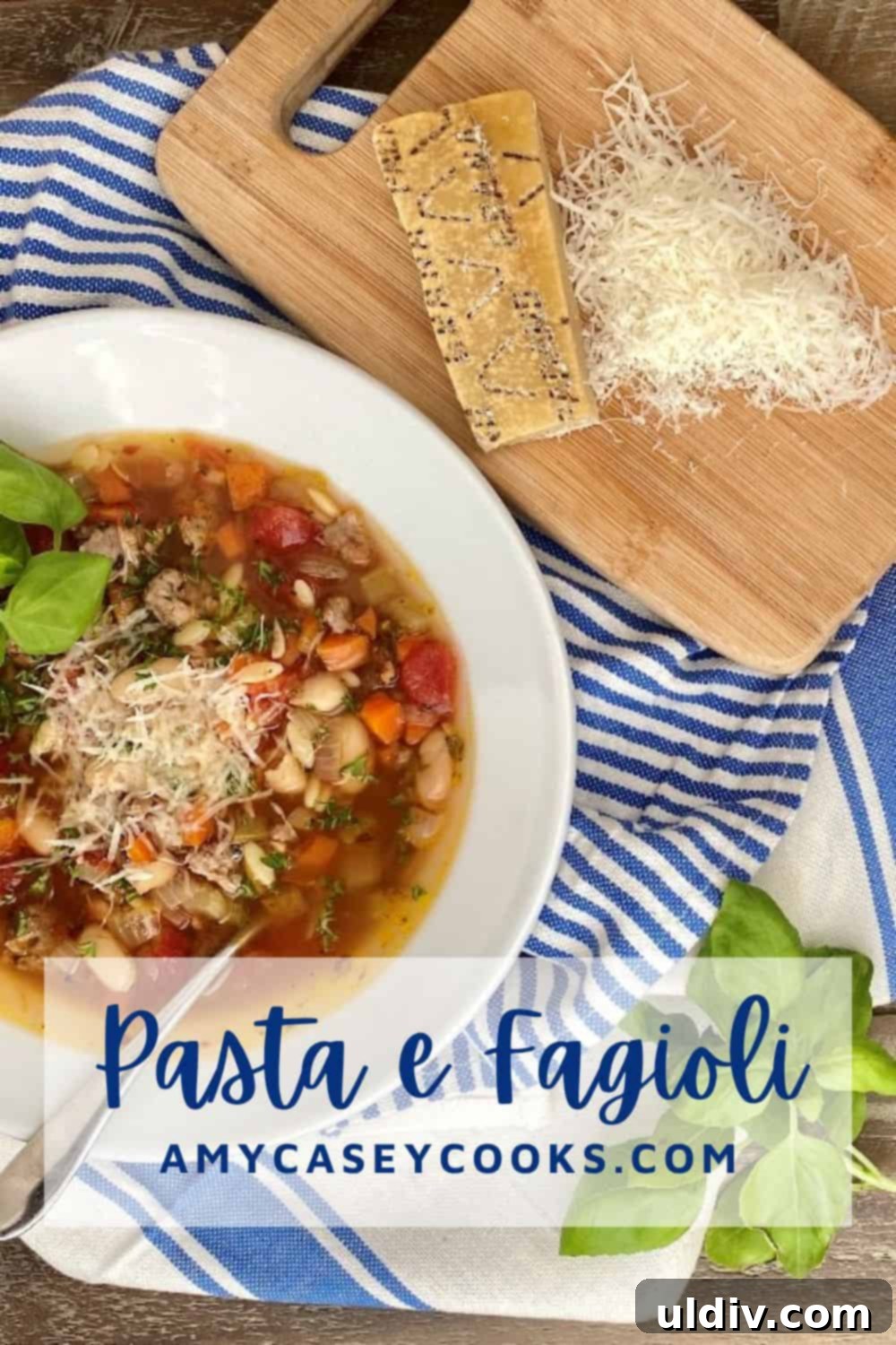 Your New Favorite Easy Pasta e Fagioli 6 bowl of pasta e fagioli with shredded Parmesan cheese