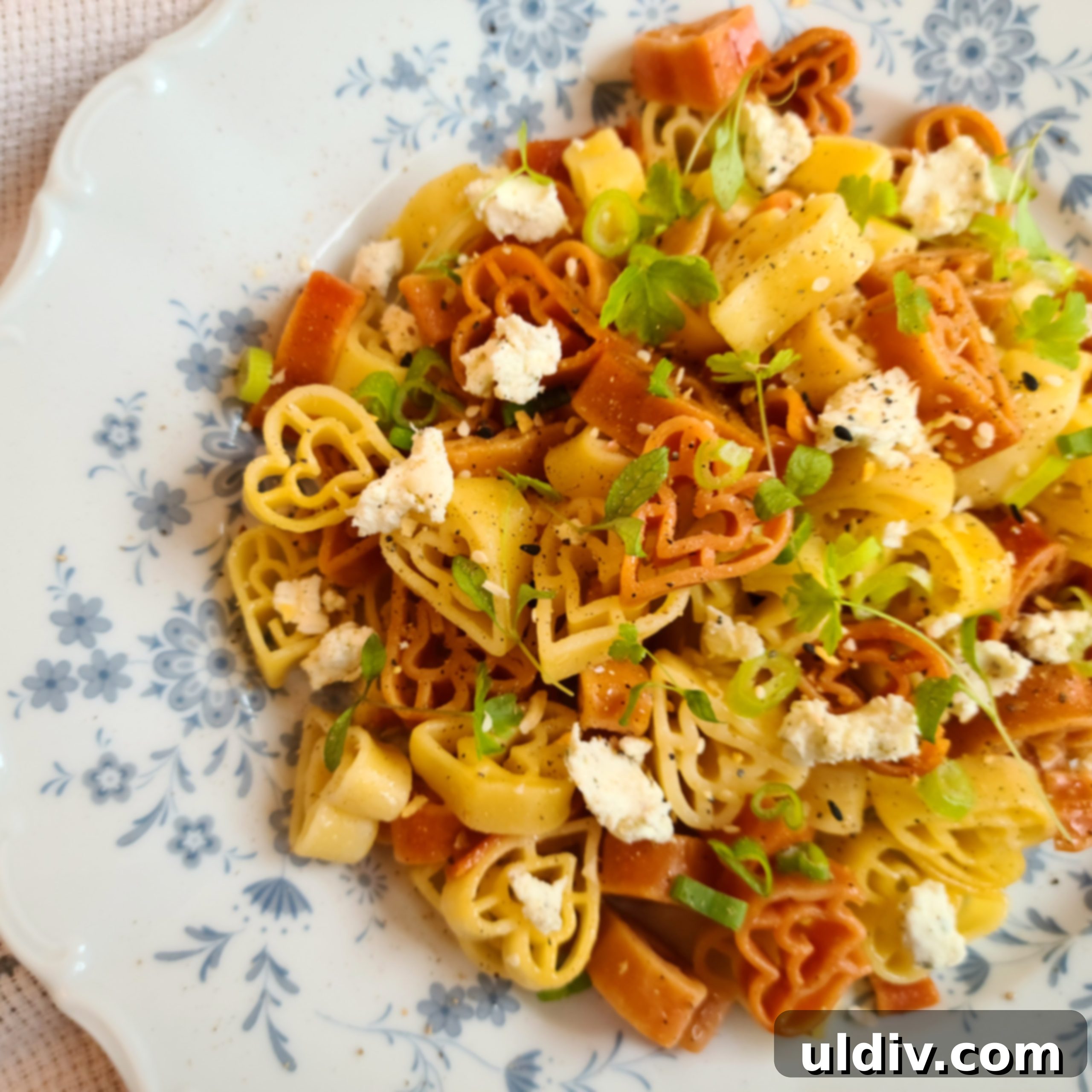 My Valentine's Pasta Salad: A Burst of Microgreen Love 2 Heart-shaped pasta dish