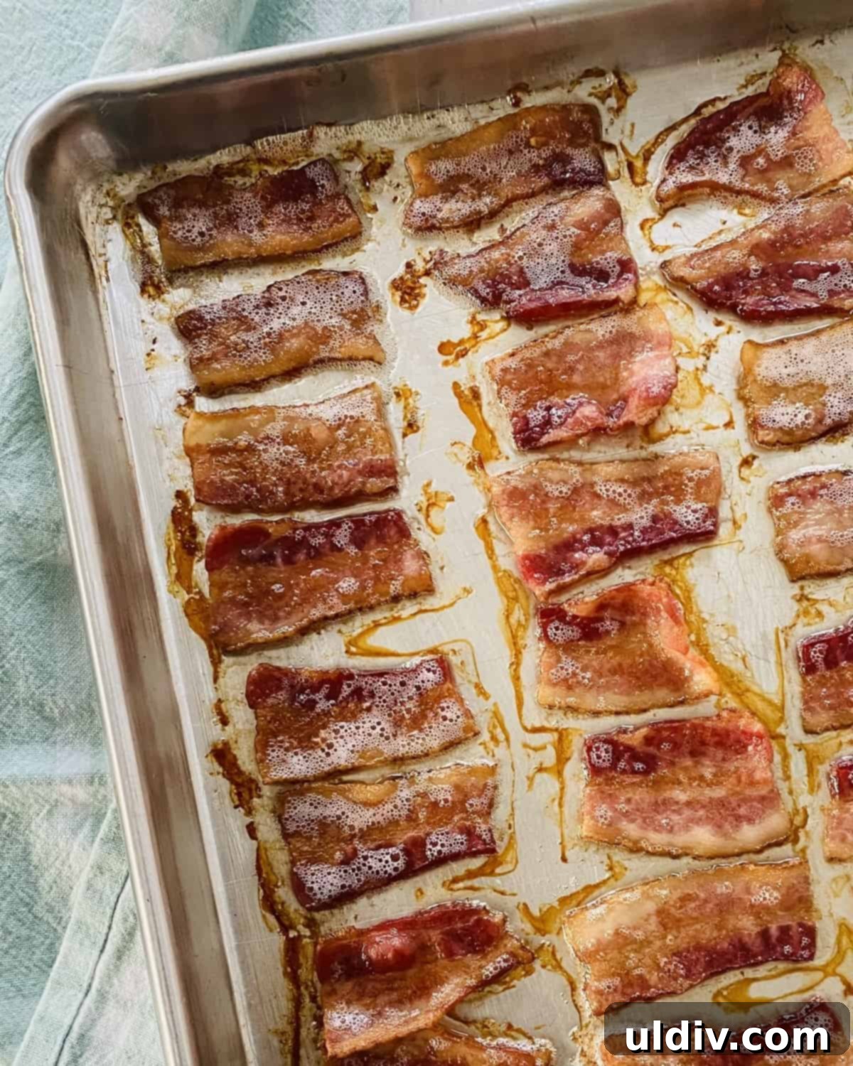 Mini BLT Sandwiches 6 Cooked crispy pieces of bacon on a baking sheet.
