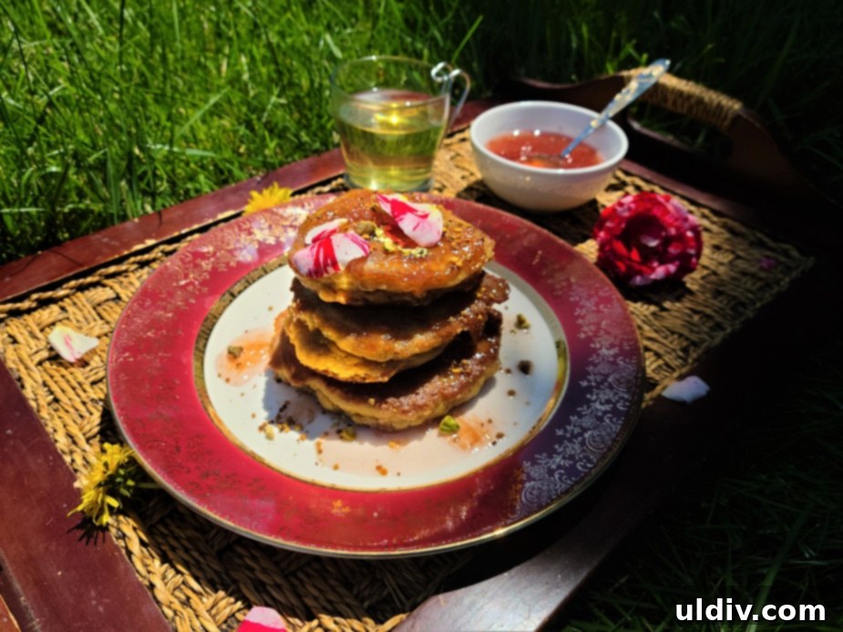 Barnabas Gold Review: A Gem of Luxury, A Sparkle Unrivaled 4 Close-up of Dandelion Pancakes with Barnabas Gold