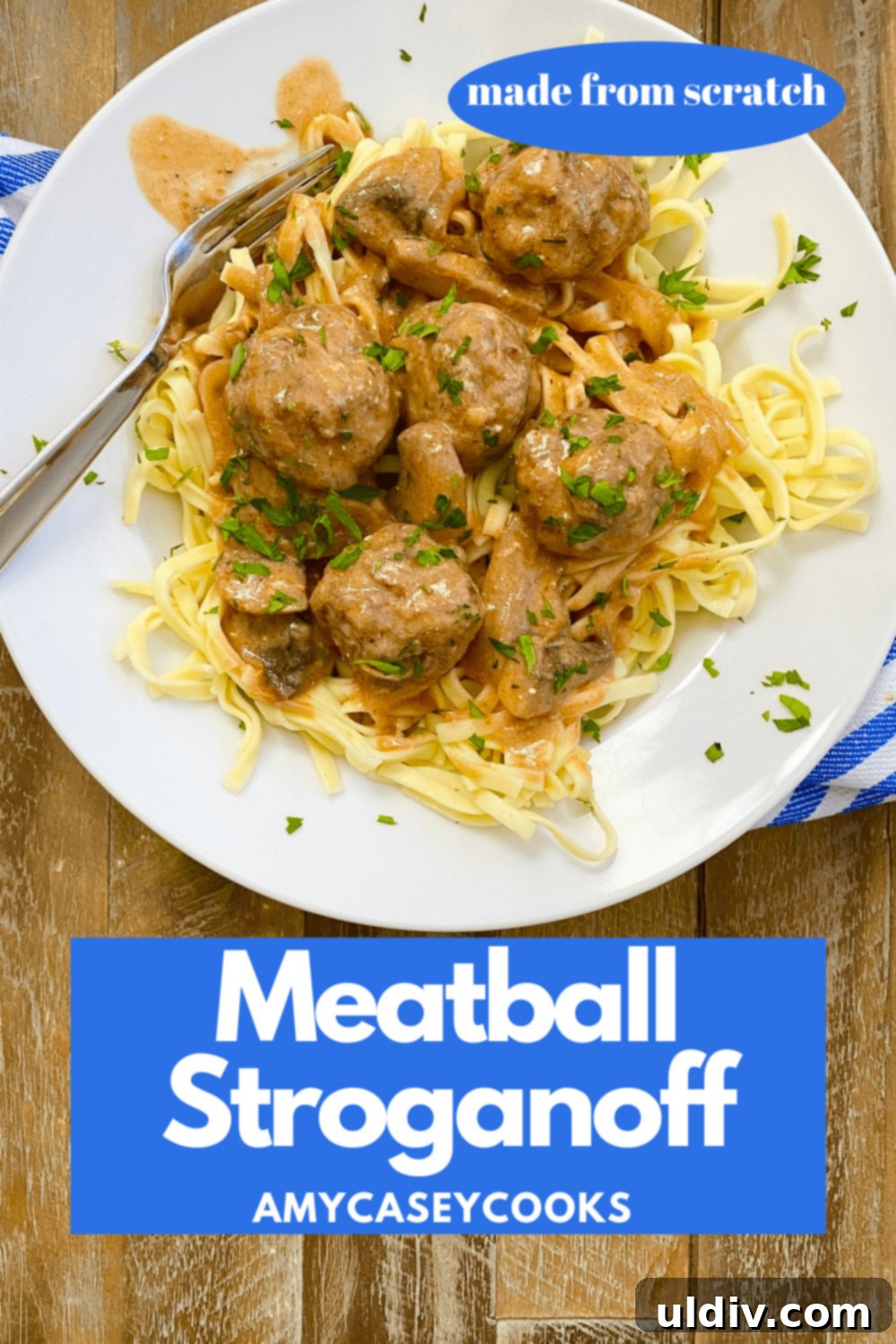 Effortless Homemade Meatball Stroganoff 16 bowl of meatball stroganoff over egg noodles