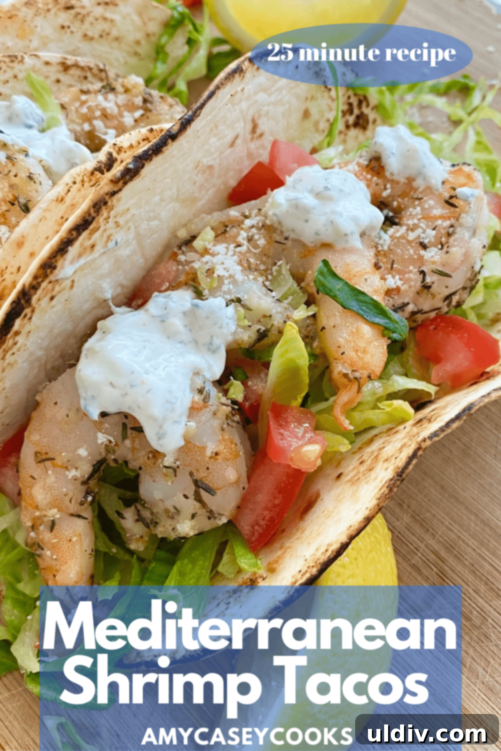 Sun-Kissed Shrimp Tacos with Zesty Tzatziki 10 A vibrant and appetizing Greek-style shrimp taco with creamy tzatziki sauce, fresh toppings, and grilled shrimp.