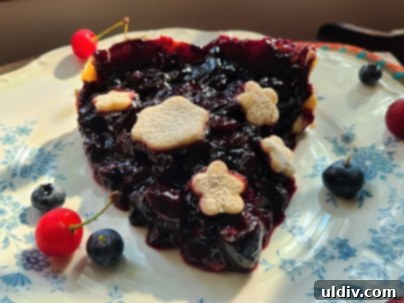 Summer's Sweetest Blueberry Creations 11 A close-up of the blueberry and cherry tart, showcasing its flaky crust and abundant fruit filling.