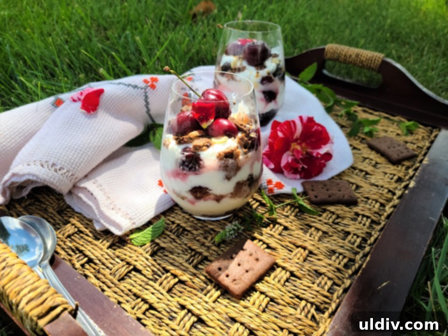Festive Sweet Treats My Personal Picks For This Season And Always 15 A cherry parfait layered with yogurt, crushed kookies, and bee pollen.
