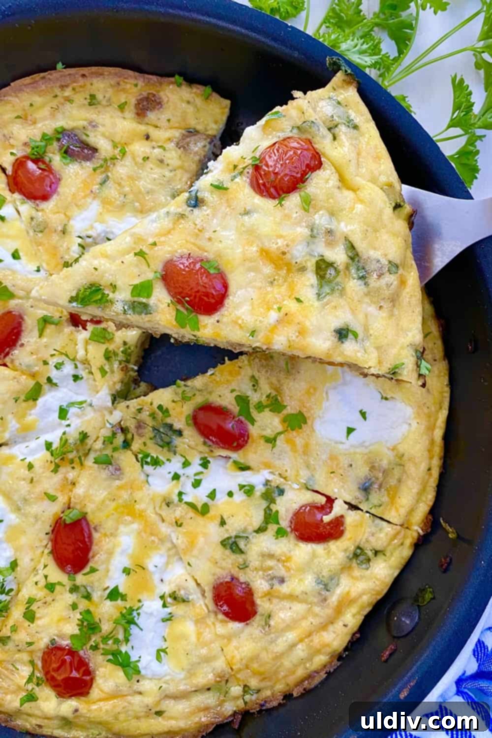 Effortless Baked Frittata 2 slice of baked frittata from sauté pan