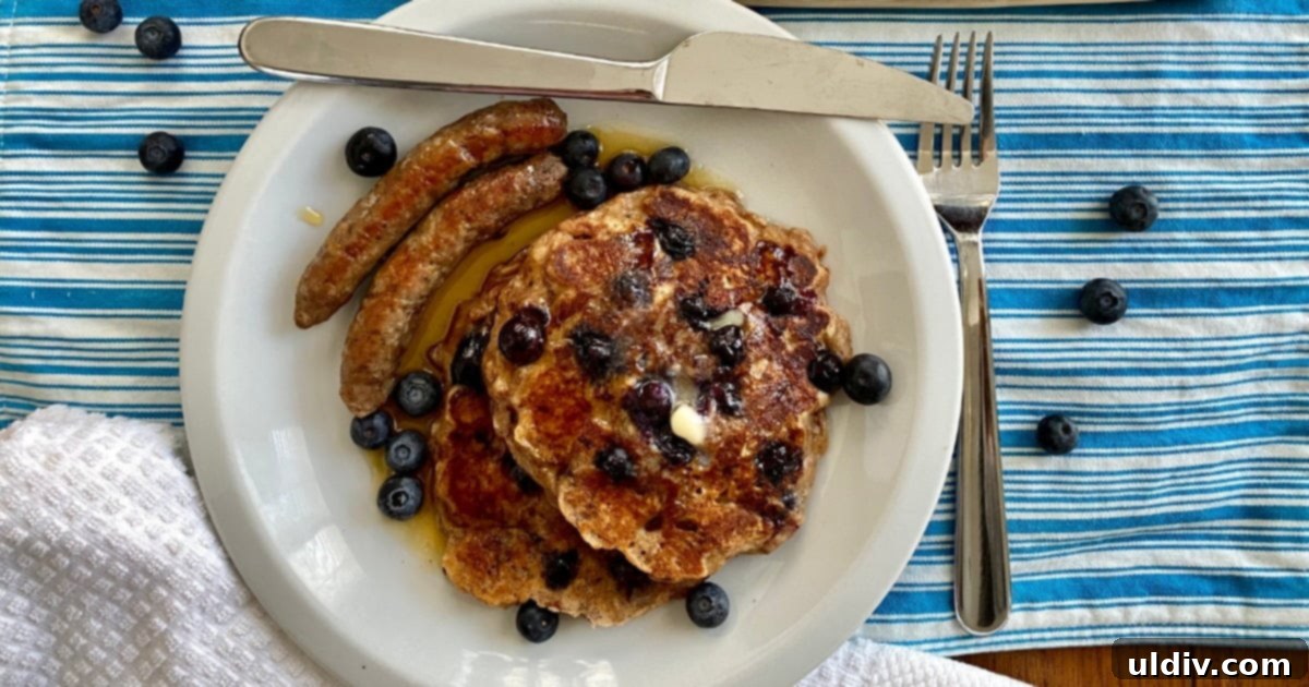 plate of blueberry bread pudding pancakes