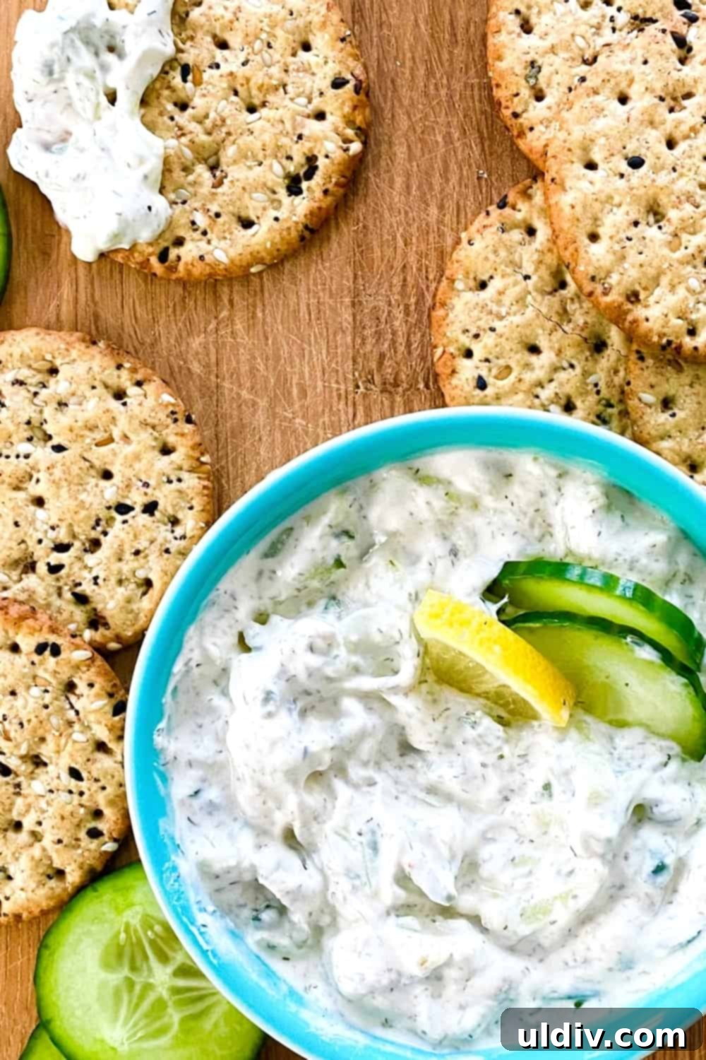 Versatile Easy Tzatziki Sauce 2 tzatziki sauce with crackers and cucumbers
