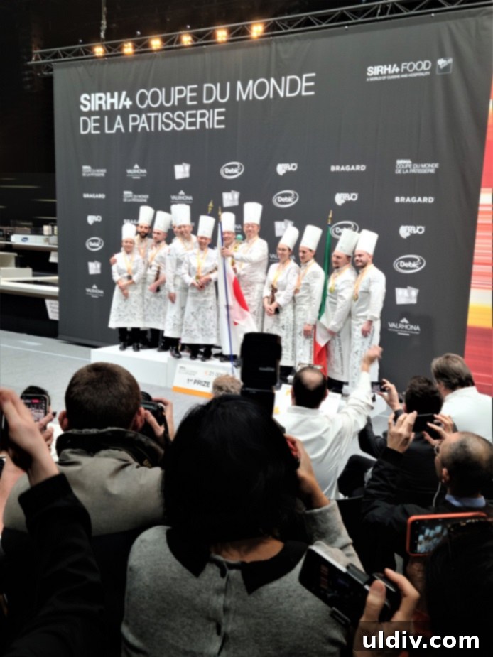 2023 Pastry World Cup: The Quest for Sweet Supremacy 20 The jubilant scene of winners and their supporters celebrating at the Pastry World Cup.