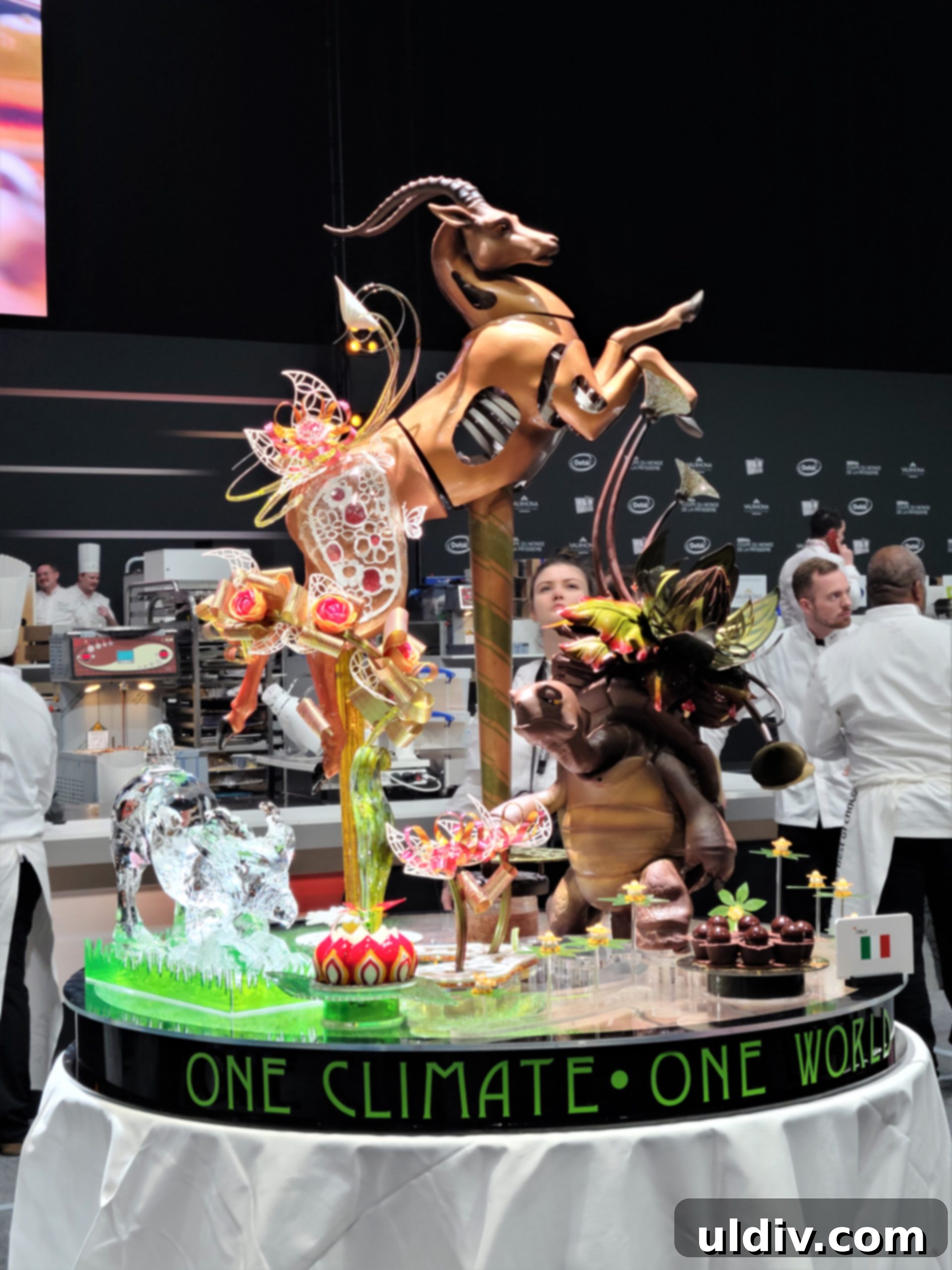2023 Pastry World Cup: The Quest for Sweet Supremacy 10 Italy's spectacular chocolate and sugar antelope sculpture, a masterpiece of artistry.