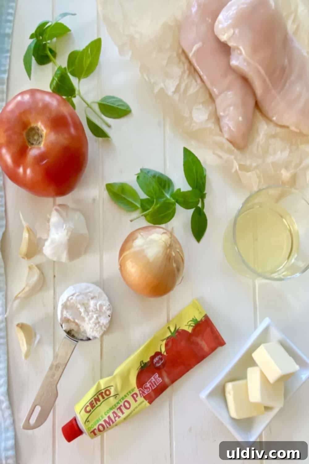 Golden Pan Seared Chicken with Sun Ripened Tomato Wine Basil Sauce 3 Fresh ingredients for butter sauteed chicken breast with tomato pan sauce