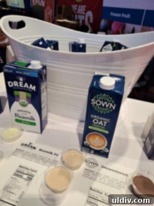 Experiencing and Evaluating the 2023 National Restaurant Association Show 20 A selection of plant-based milks and Sown coffee creamers
