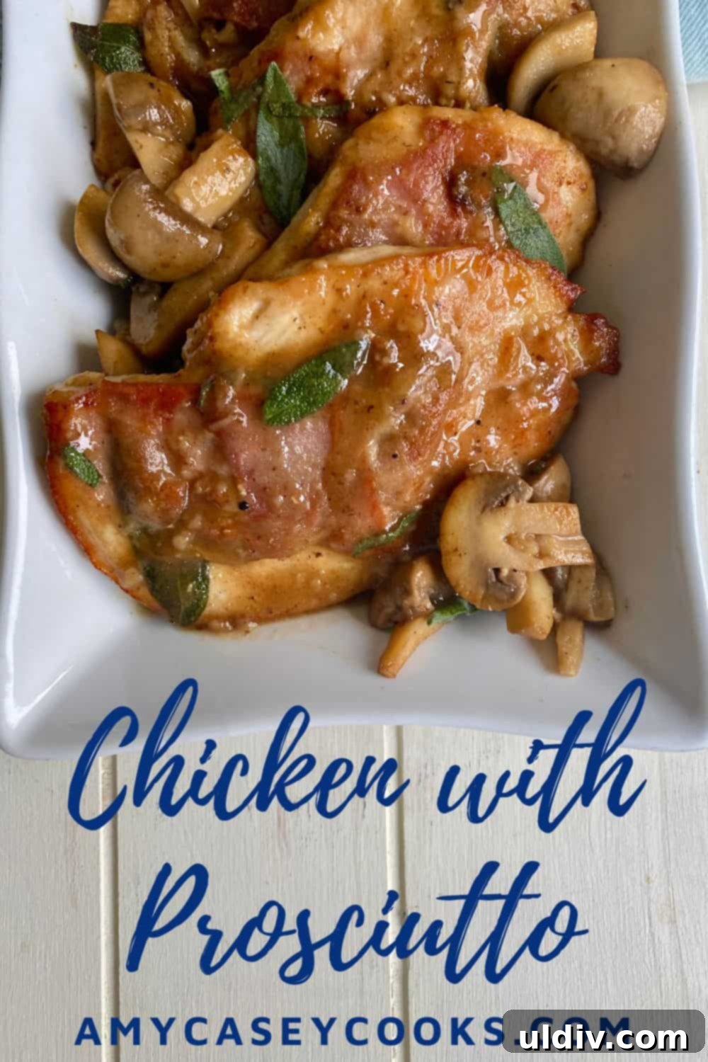 Prosciuttolu, Taze Adaçayı ve Marsala Mantar Soslu Tavuk 9 Two pieces of cooked chicken, beautifully topped with prosciutto and fresh sage, served with a rich mushroom sauce.