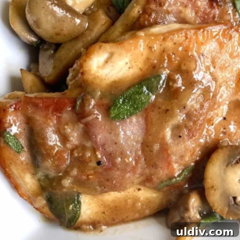 One piece of sauteed chicken topped with prosciutto.