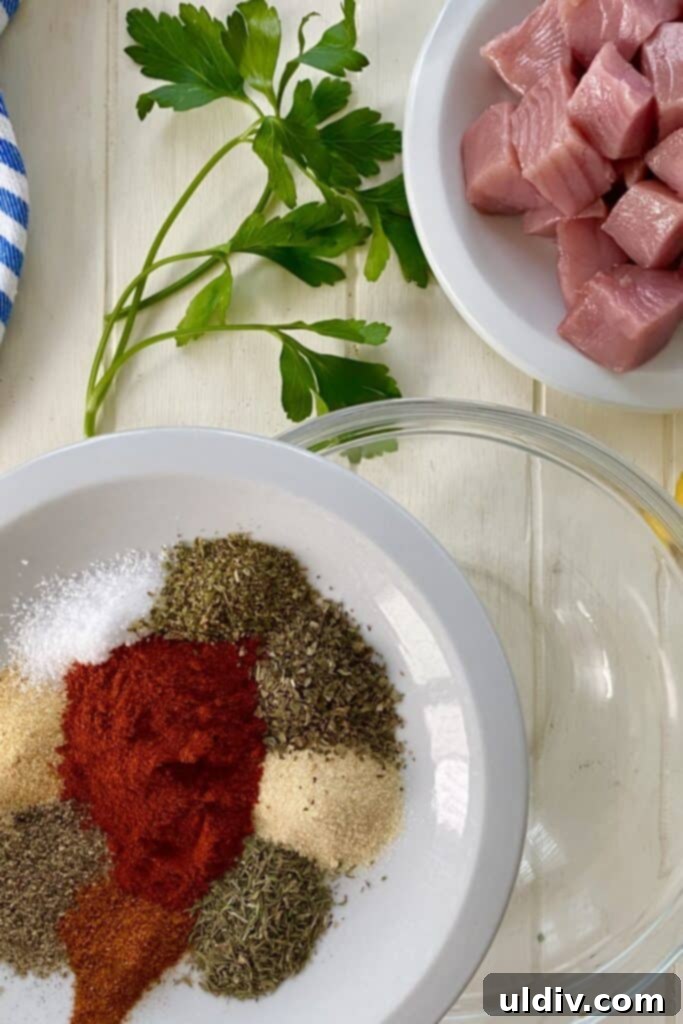 Spiced Tuna Poppers with Tangy Pickle Dip 6 A vibrant spice blend for blackening fresh tuna, a key component of the recipe.
