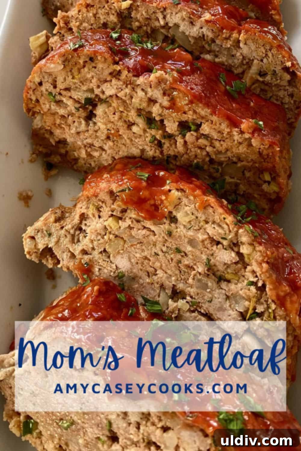 The Ultimate Mom's Meatloaf 10 Thick slices of Mom's Meatloaf topped with ketchup