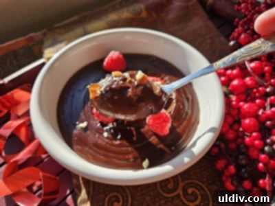 Close-up of protein chocolate pudding with spoon