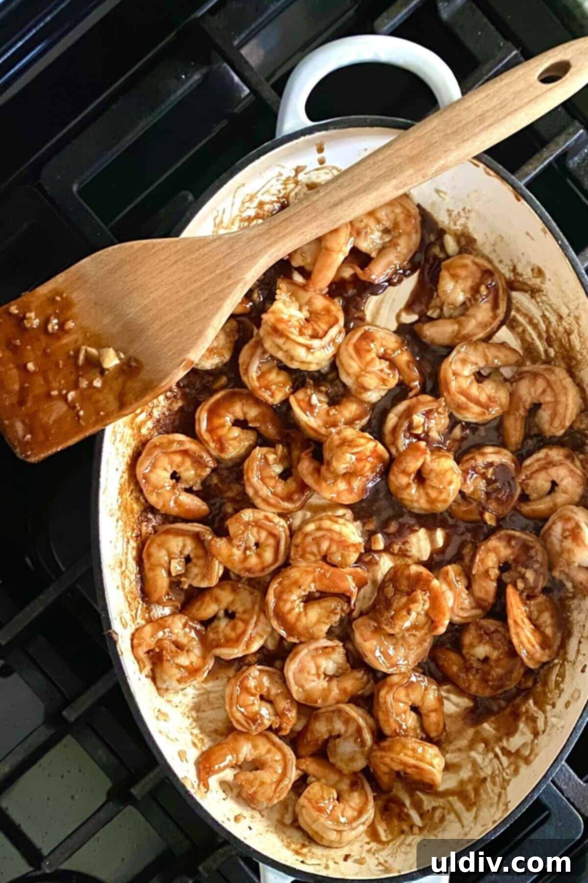 hibachi shrimp sauteed in soy and hoisin sauces.