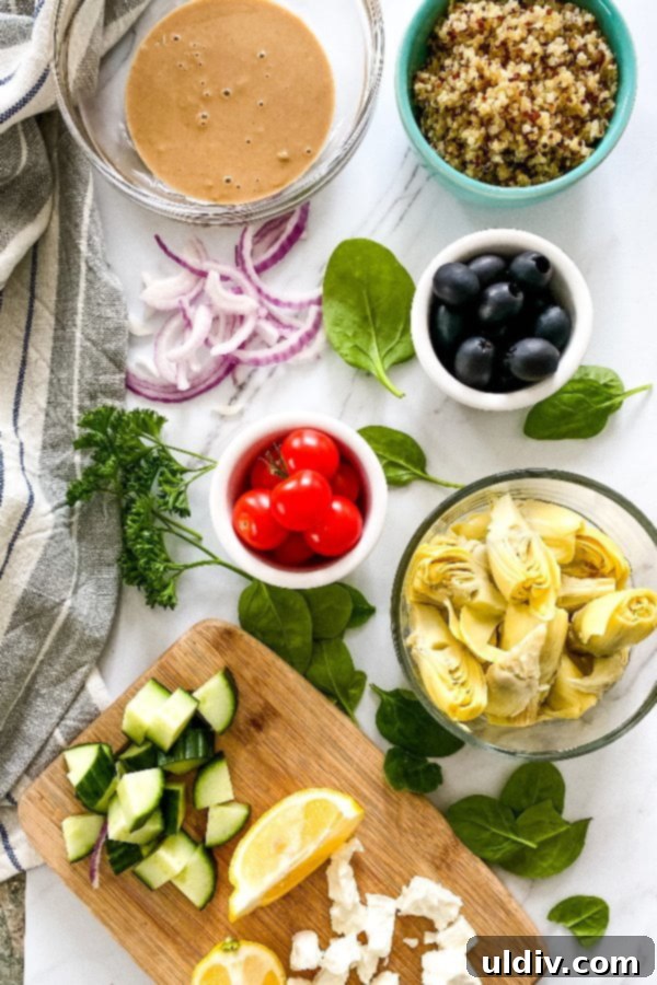 Sun-Kissed Quinoa Bowls Maple Tahini Delight 3 ingredients for Greek inspired vegetarian lunch or dinner
