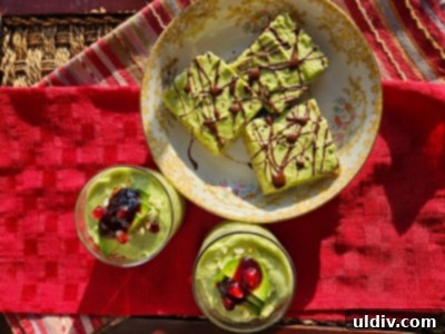 2024's Easiest Super Bowl Snacks 10 Another view of the avocado chocolate bars and mousse, highlighting the vibrant green color and enticing textures, ready to be served.