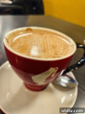 Chicago Waffles: A Delightful Brunch for Women's Day Weekend 4 A steaming cup of Julius Meinl mocha, rich with caramel and chocolate notes, offering comfort on a cold day at Chicago Waffles.