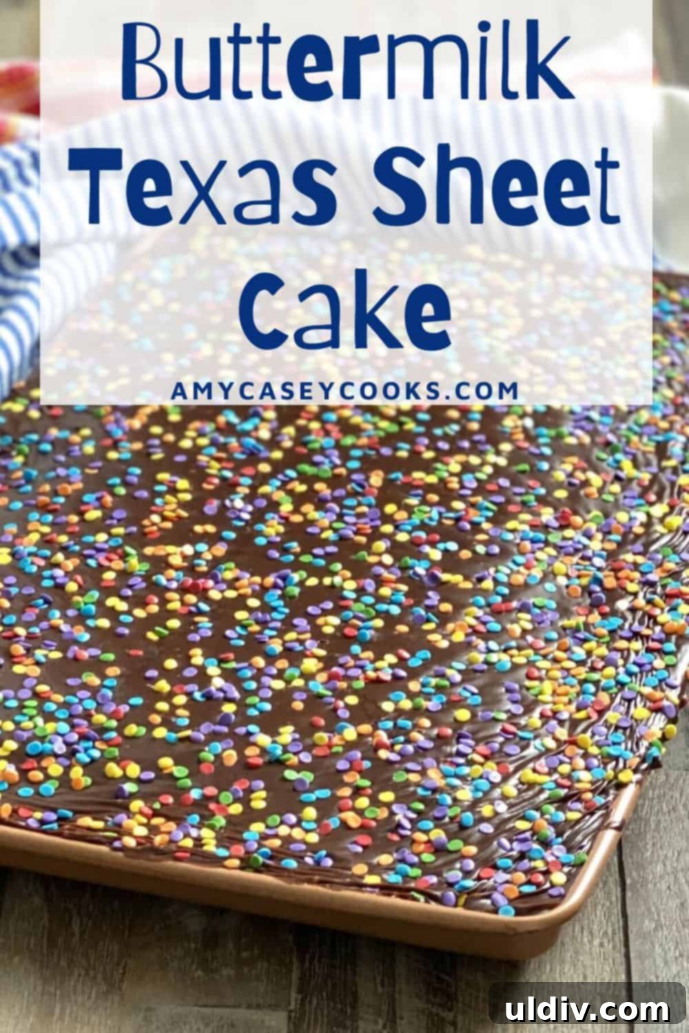 Best Ever Buttermilk Texas Sheet Cake 7 A whole pan of Texas sheet cake with buttermilk, viewed from above, showcasing its generous size.