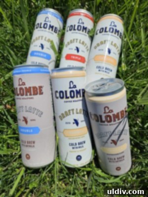 May's Top Product Picks 11 La Colombe 11 fl oz Draft Lattes, showing different flavors in sleek cans.