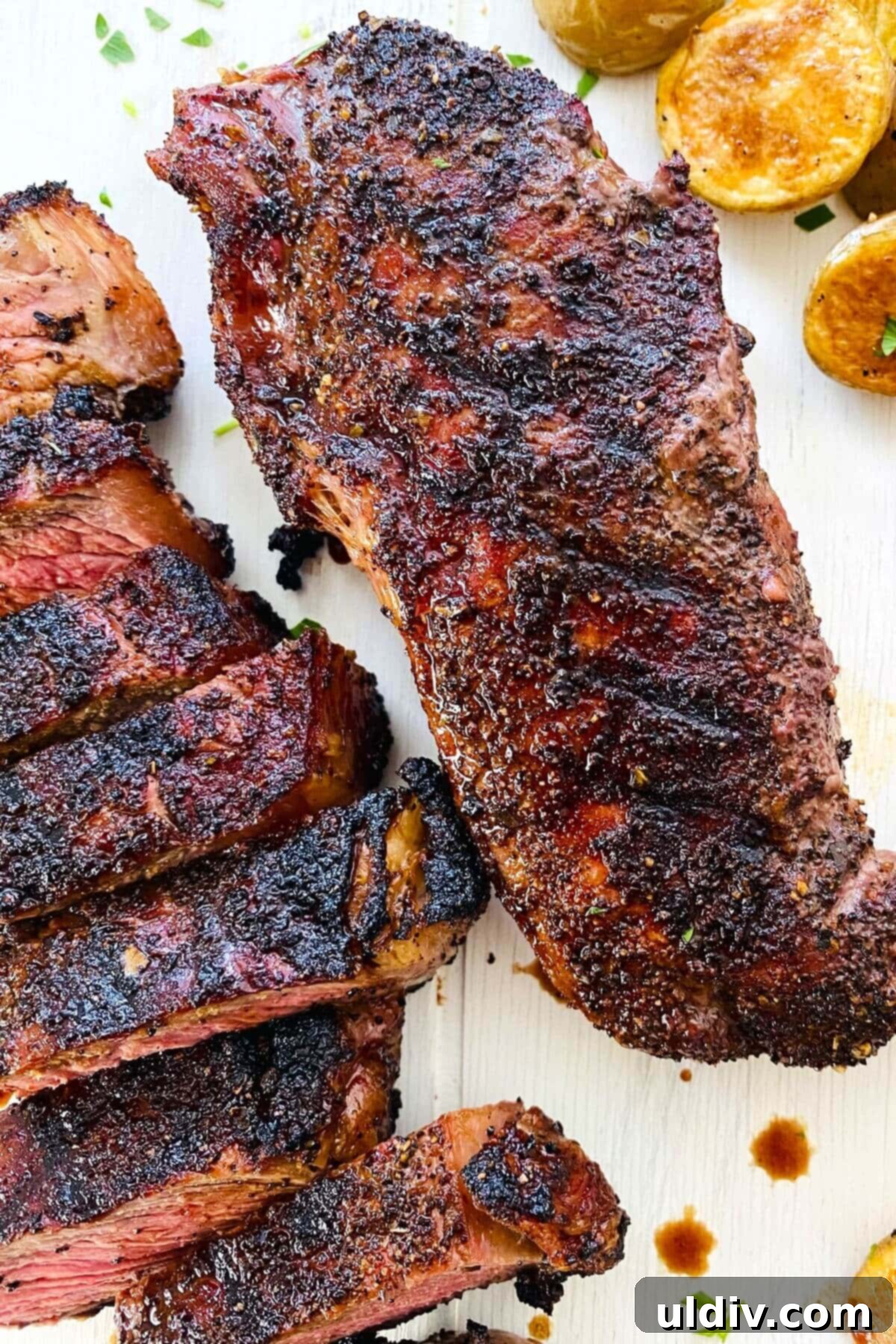 Dark Roast Steak Delight 2 whole steak with coffee rub.