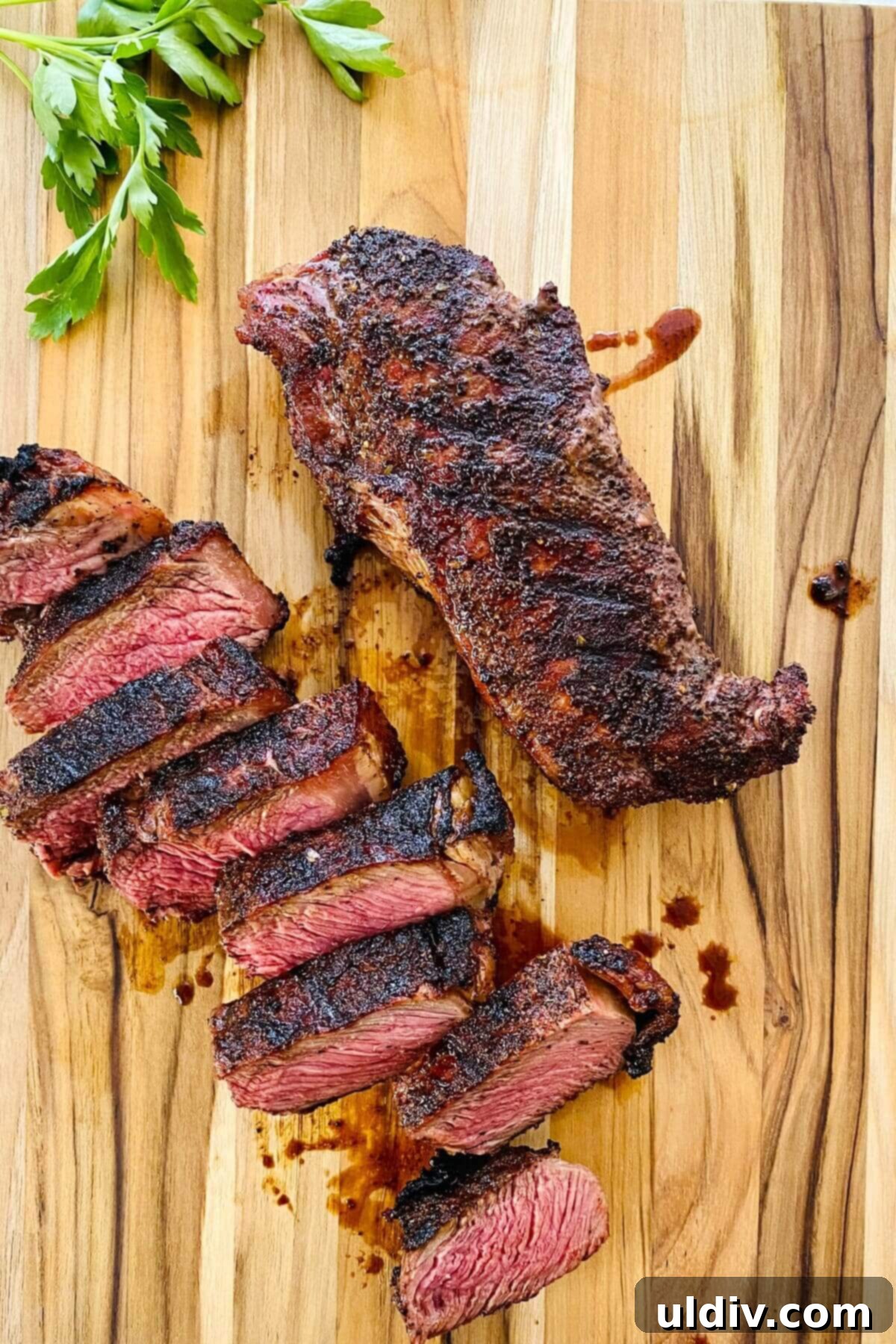 Dark Roast Steak Delight 8 Sliced coffee steak rub.