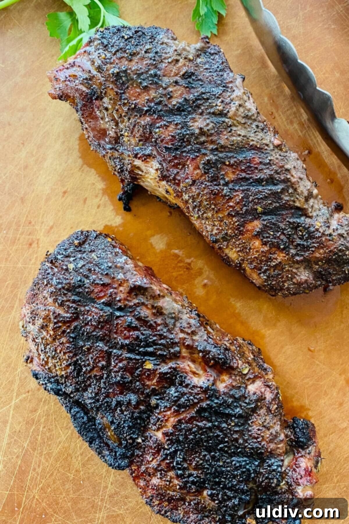 Dark Roast Steak Delight 9 2 grilled New York strip steaks.
