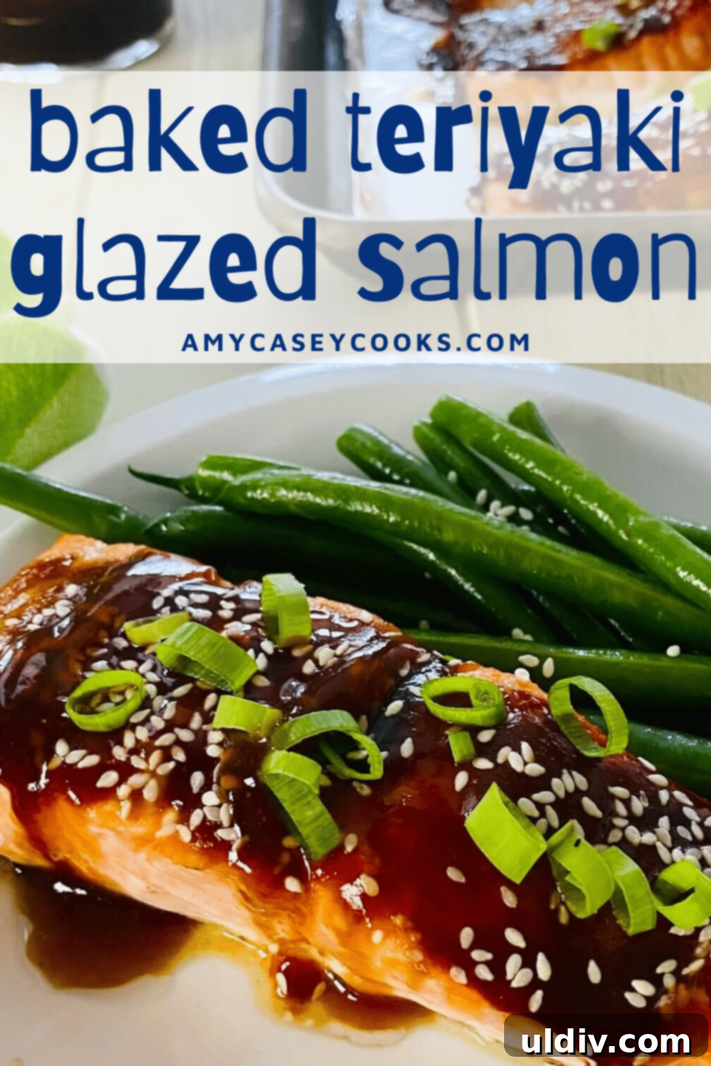 Glazed Teriyaki Salmon 11 teriyaki glazed salmon with green beans.