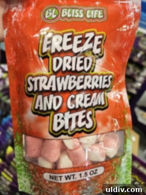 Variety of textured snacks, including freeze-dried