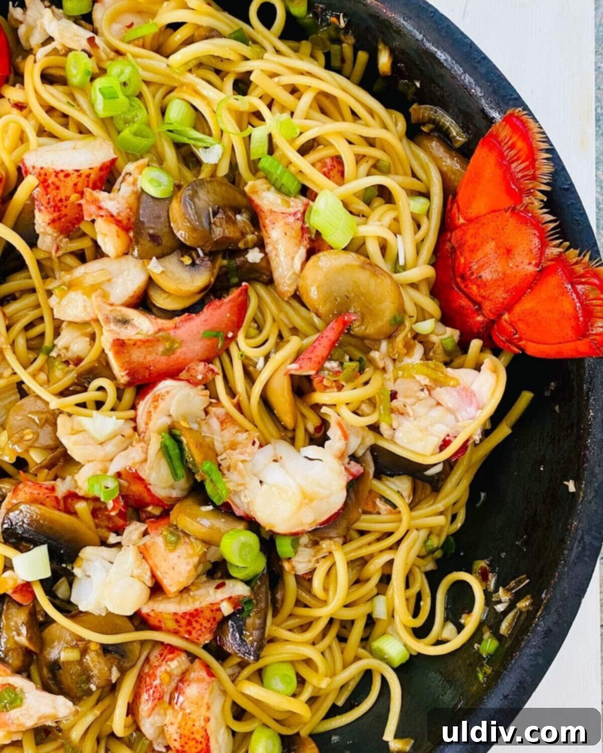 Decadent Garlic Lobster Noodles 2 lobster noodles with tail.