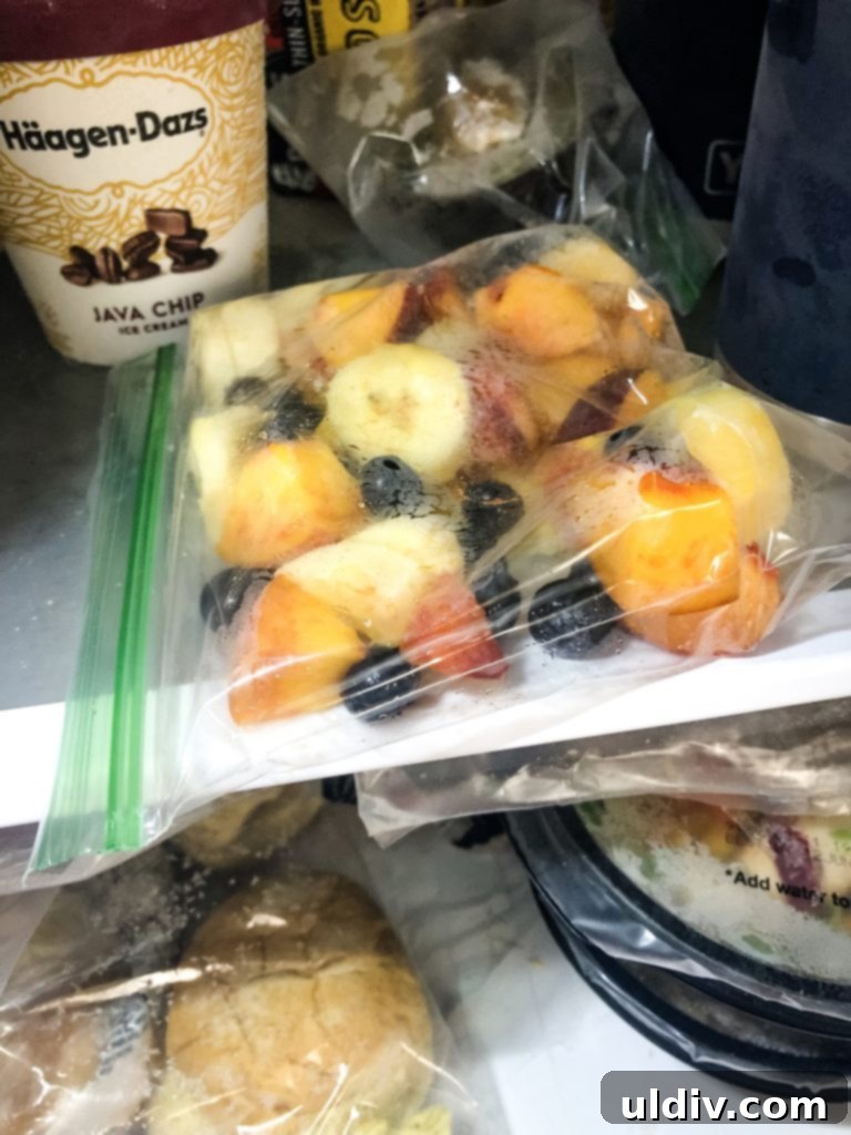 Make-Ahead Fruit & Yogurt Smoothies 5 Freezer smoothie packs stored in resealable bags in the freezer