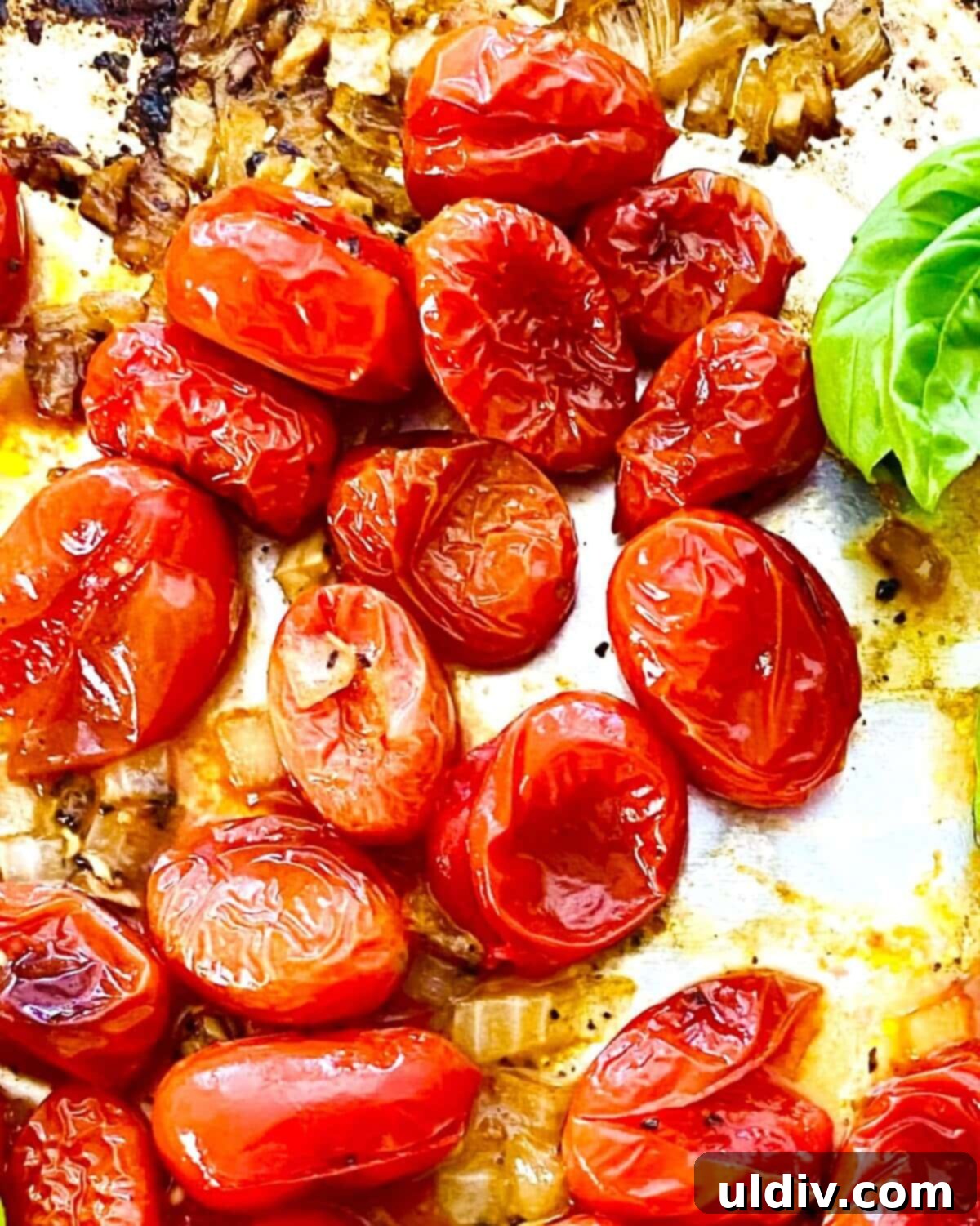 Oven-Kissed Cherry Tomato Pasta 3 smashed roasted tomatoes.