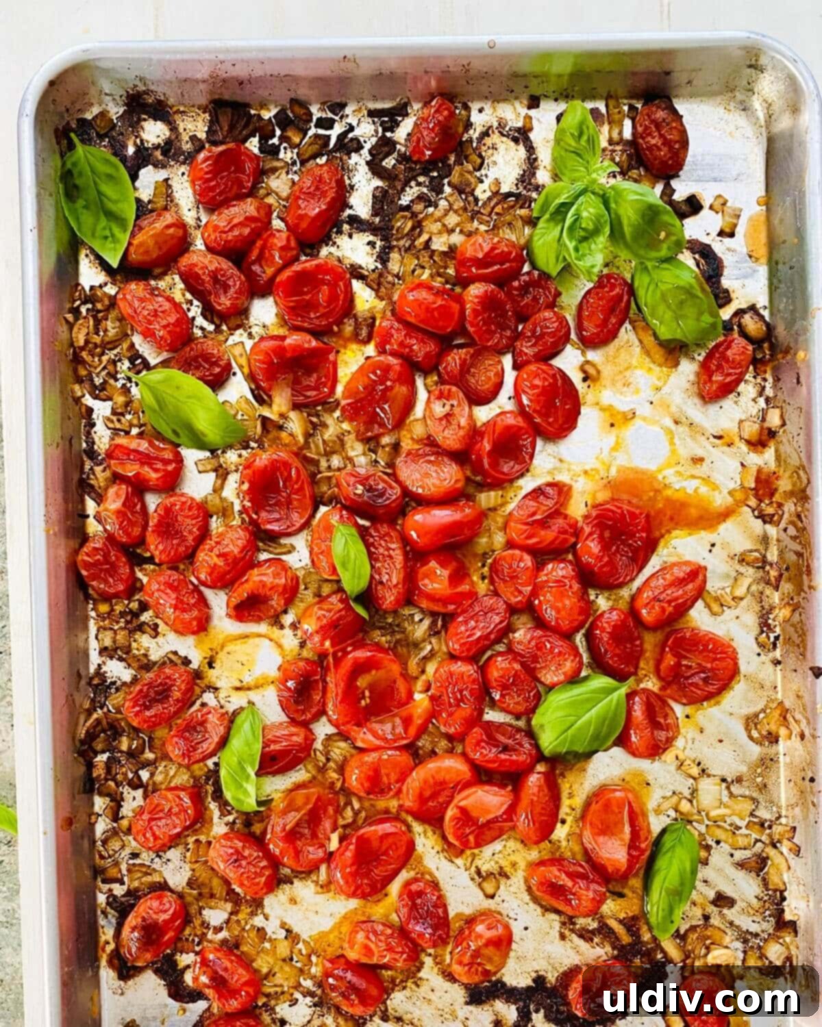 Oven-Kissed Cherry Tomato Pasta 8 roasted and smashed cherry tomatoes.