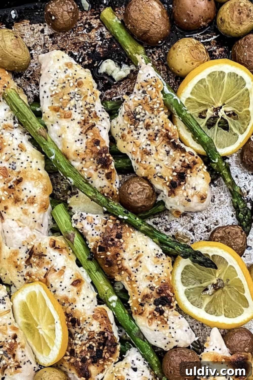 One-Pan Everything Bagel Chicken Dinner 7 baked everything bagel chicken sheet pan dinner with asparagus and potatoes