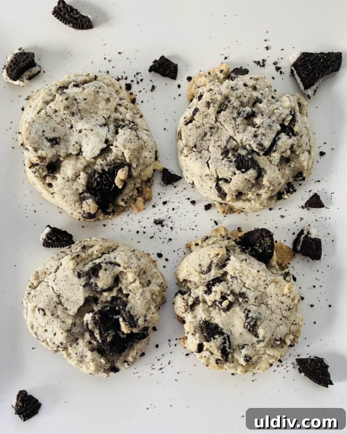Perfectly Shaped Oreo Sugar Cookies 11 Four perfectly baked Oreo sugar cookies, showing their ideal texture and generous size.