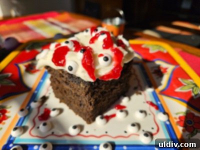 Frightfully Sweet 2024 Halloween Desserts 3 Red velvet pumpkin bars with spooky eyes and jelly blood