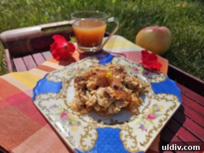 Apple crumble served al fresco