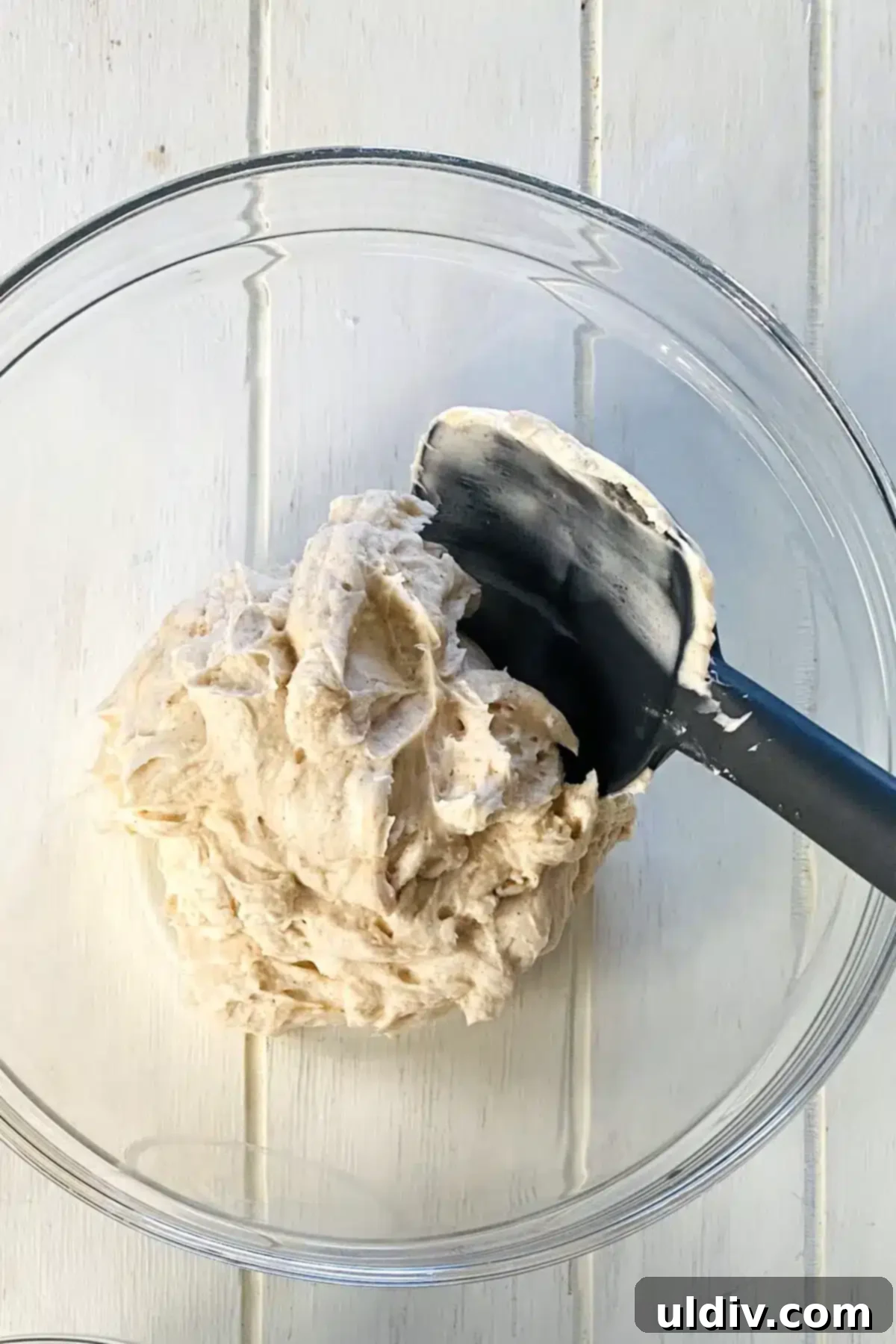 Simple Philadelphia No-Bake Cheesecake Bites 6 No bake cheesecake filling in a bowl with a spatula.