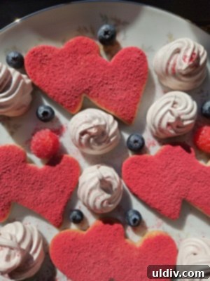Ann Clark Sweet Surprises 6 Heart-shaped cookies decorated with freeze-dried raspberries