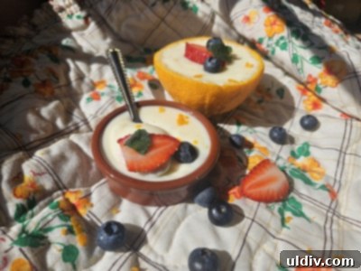 Sumo Citrus Sunshine Posset 6 Several glasses of sumo citrus posset chilling in a refrigerator, ready to set.
