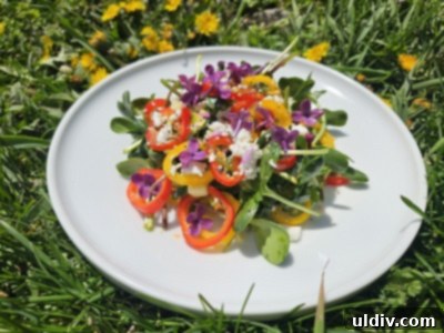 Next-Gen Spring Greens 4 A hand gently arranging fresh lilac blossoms on a bed of greens in a spring salad bowl