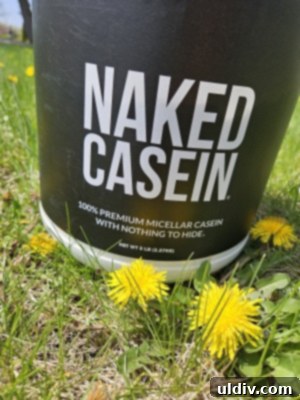 Naked Nutrition Casein Honest Review 5 Naked Nutrition Micellar Casein Protein Powder blended into a shake with bananas and other fruits.