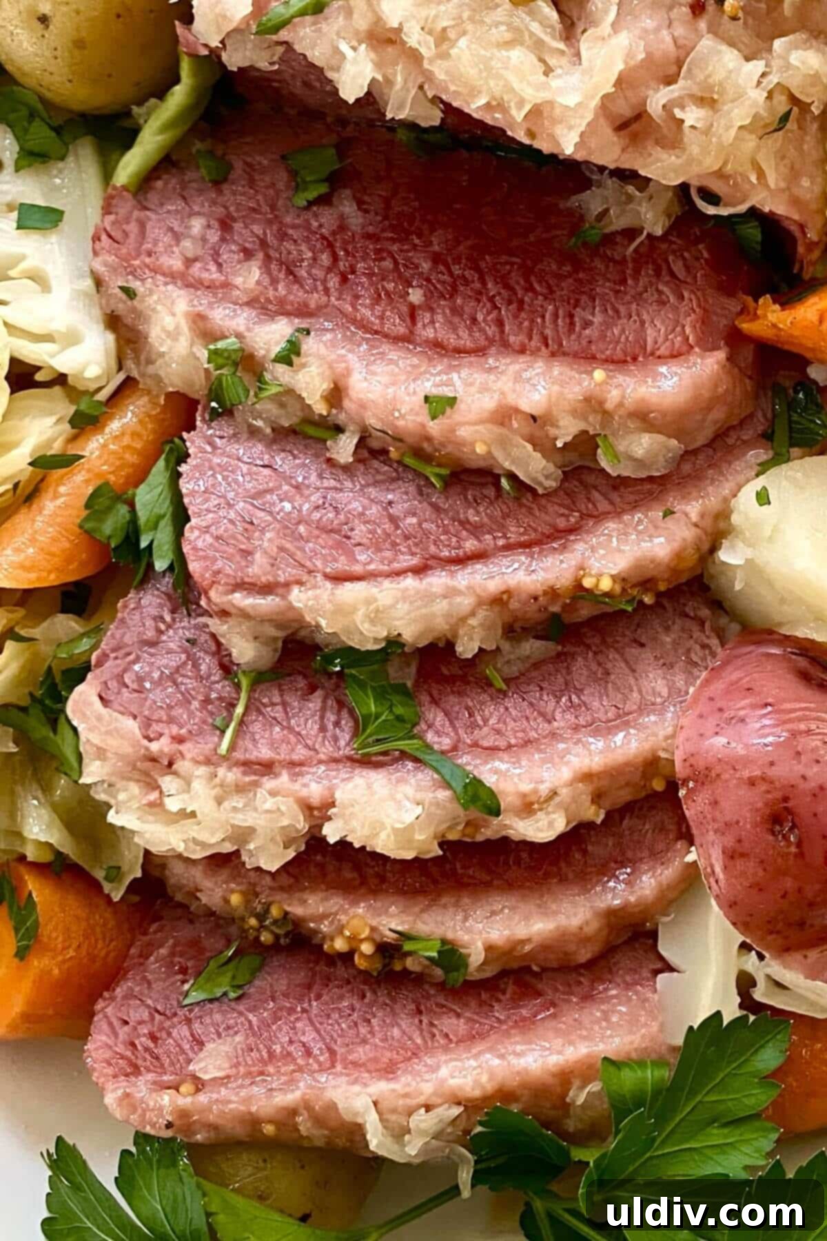 Perfectly Tender Instant Pot Corned Beef and Cabbage 12 Slices of corned beef.