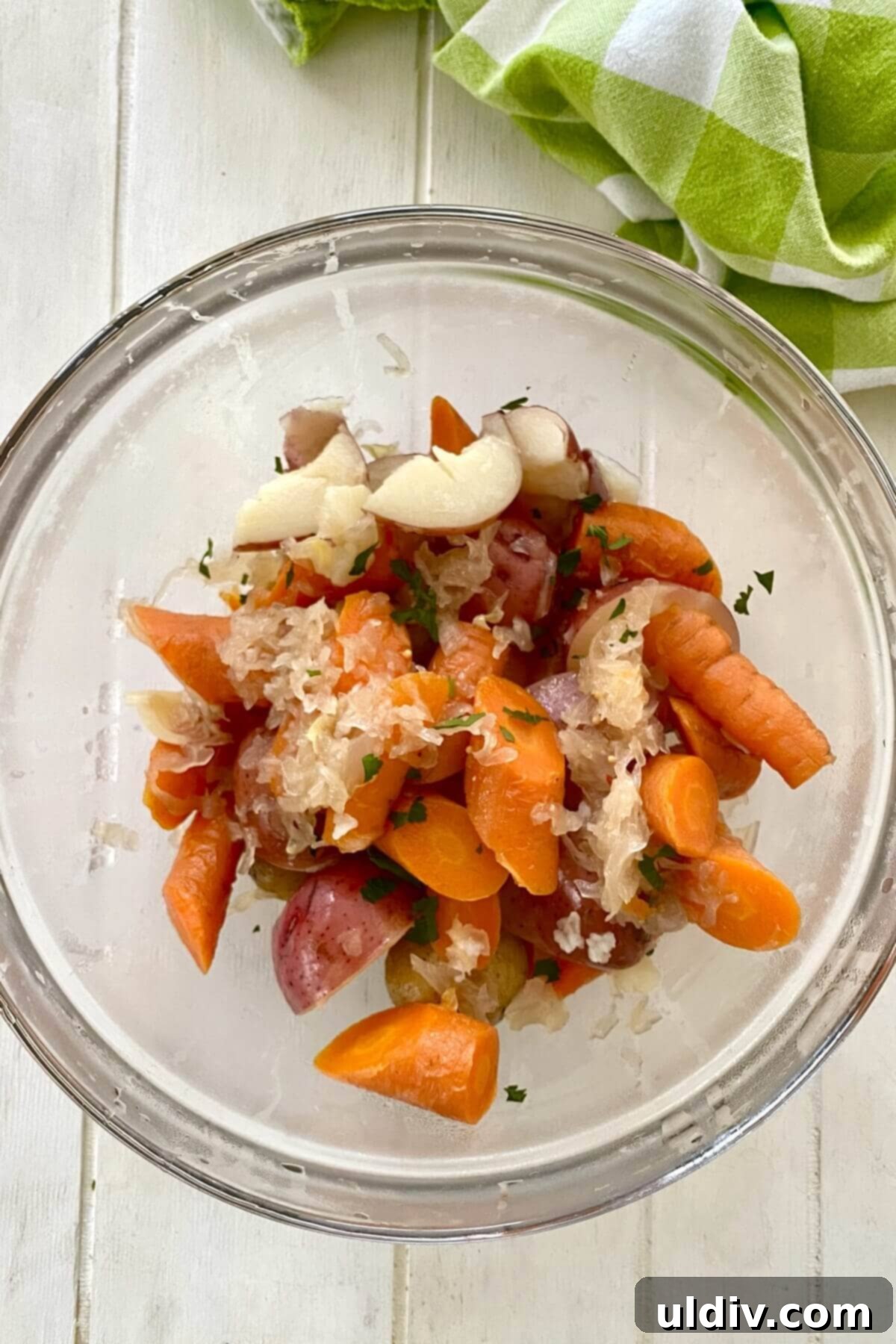 Perfectly Tender Instant Pot Corned Beef and Cabbage 9 Cooked carrots, potatoes and cabbage that were made in Instant Pot.