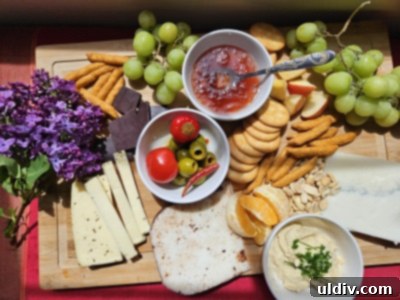 Savoring Cheese Month: Storage Secrets Revealed 2 A vibrant cheese board featuring a variety of cheeses, crackers, and fruits, perfect for celebrating American Cheese Month.