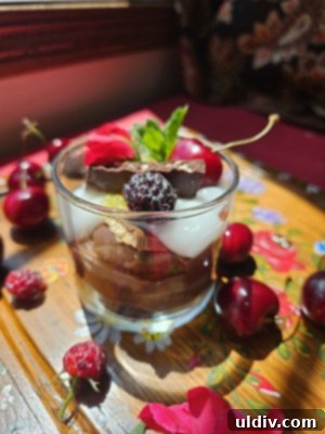 2025: A World of Chocolate Delights 7 A close-up shot of the chocolate parfait, highlighting its layers and garnishes